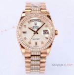 (EW) 1:1 Super Clone Rolex Day-Date Diamond 36mm White MOP Dial Watch with 3255 Movement
